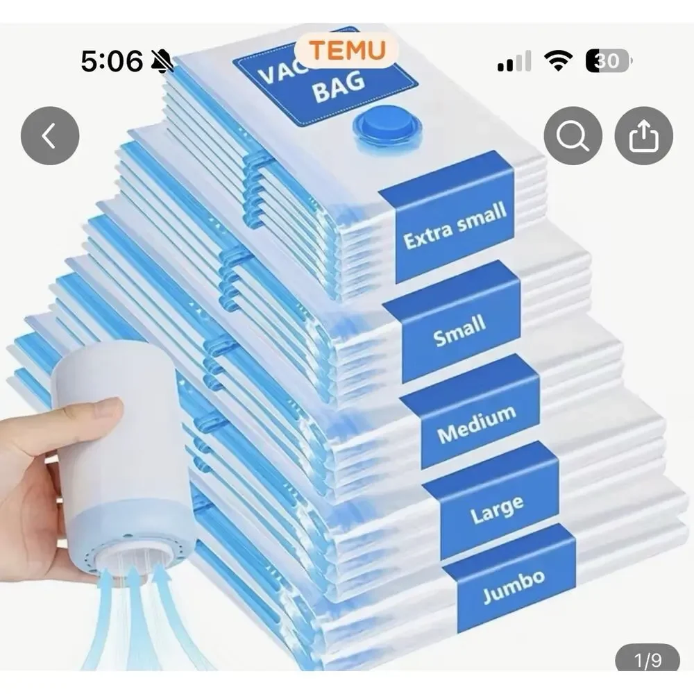 Vacuum Storage Bags with Electric Pump, 9 Pack Vacuum Sealed Bag for Clothes NEW